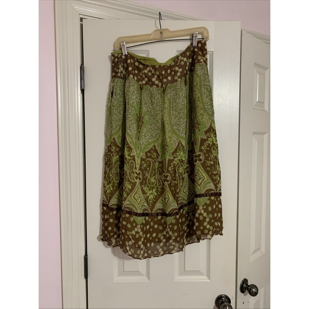 Banana Republic Patchwork Silk MIDI Skirt 14 Multicolor Womens Boho Artsy - Picture 8 of 8